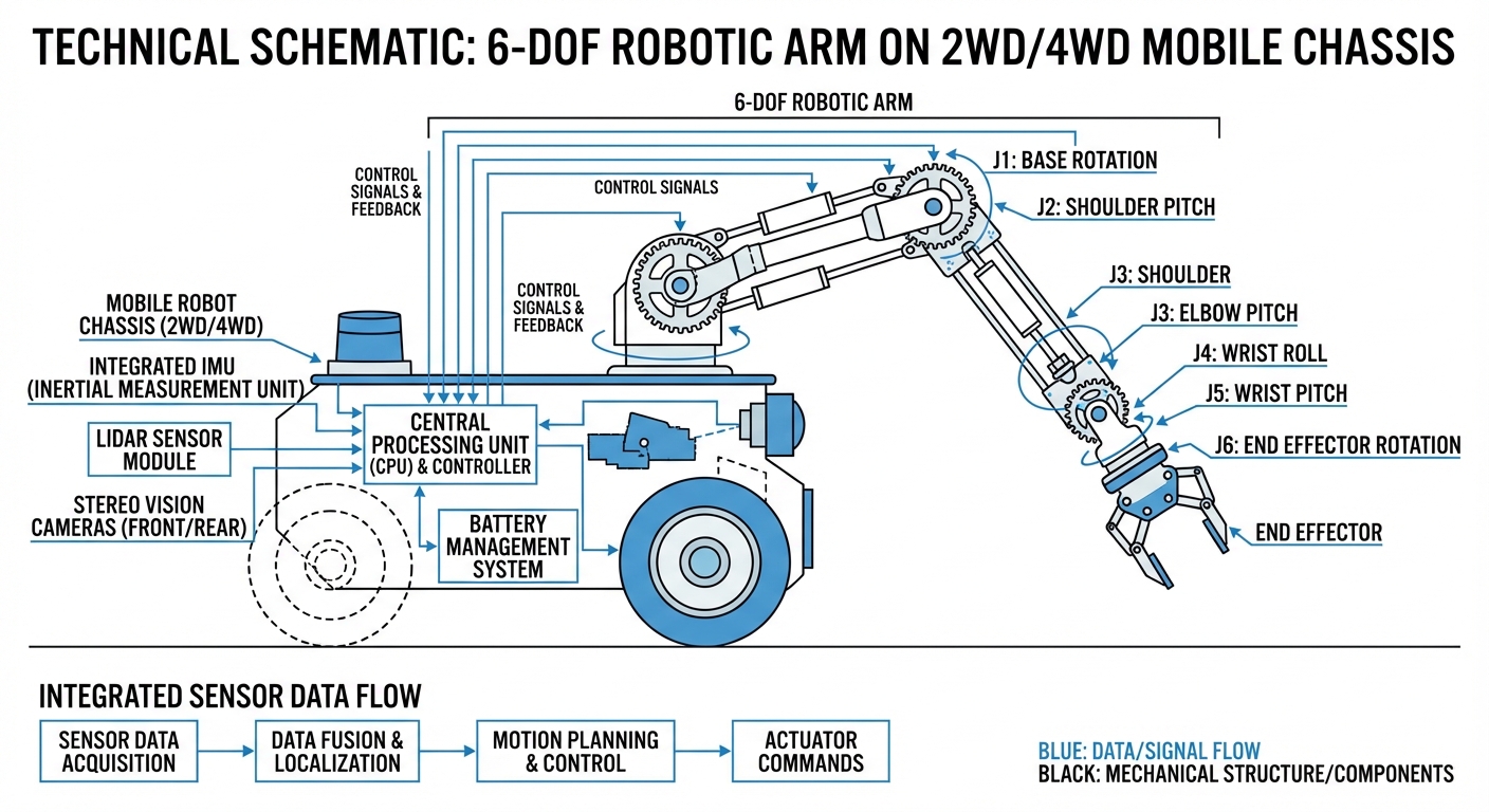 Technical Diagram of 6-DOF Arm kinematics